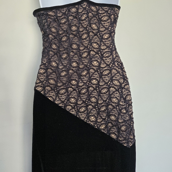 Vtg 90s Black Velvet Asymmetrical Maxi Dress Womens M Formal Whimsigoth Cocktail - Picture 5 of 10